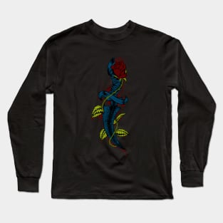 Vintage bloody dagger with rose Long Sleeve T-Shirt